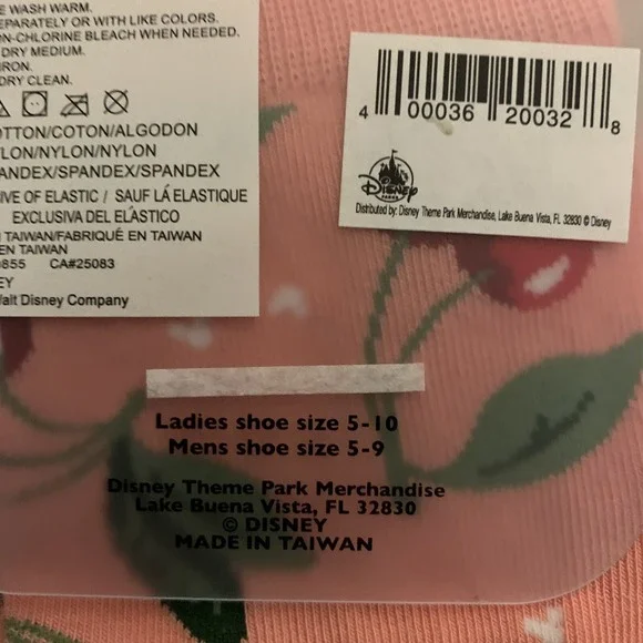 Disney Parks Disneyland Pink Cherry Cherries Hidden Mickey Mouse Socks Red - Picture 4 of 4